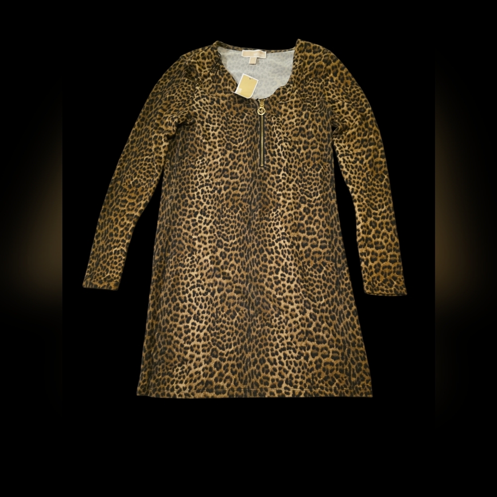 Michael Kors Leopard Print Long Sleeve Dress